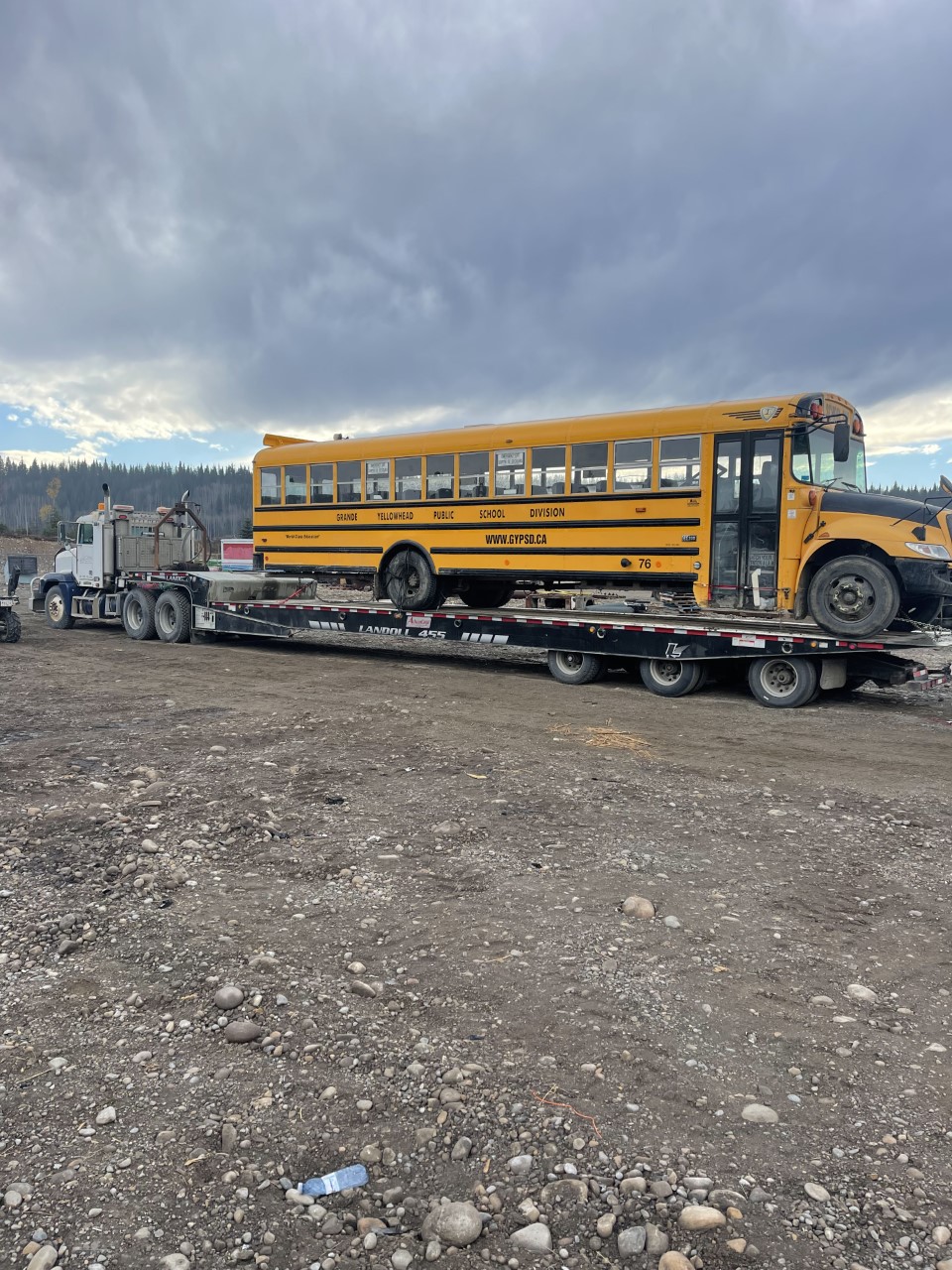 A stolen bus that we recovered on the landall trailer .